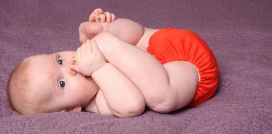 Baby in cloth nappy
