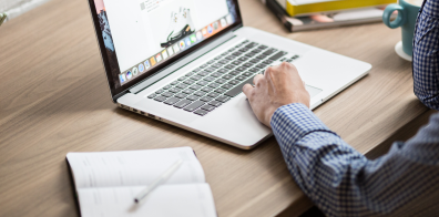 a person browsing their laptop