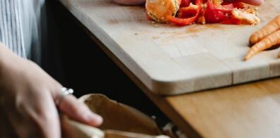 Kitchen food waste on chopping board